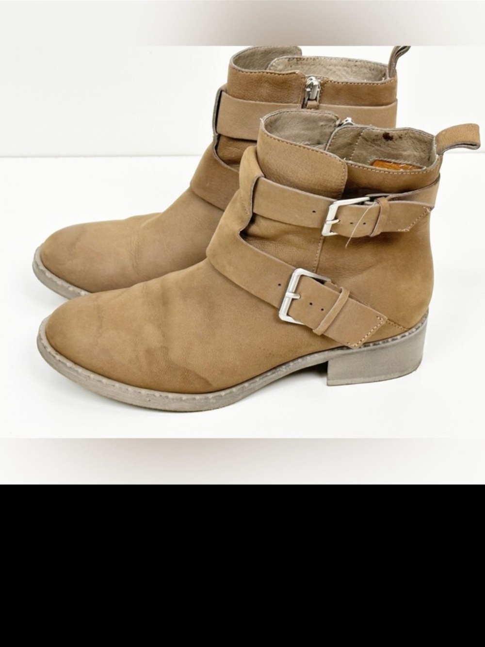 Gentle Souls Best Of Buckle Leather Ankle Boots Mushroom Size 7